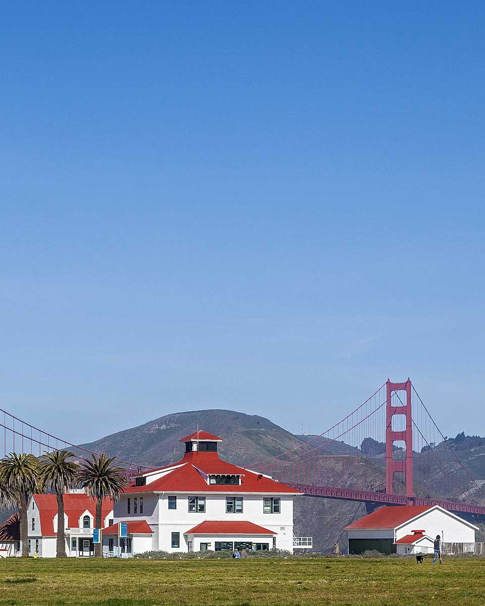 View to the Golden Gate Bridge from Crissy Field Park in San Francisco California 1-2