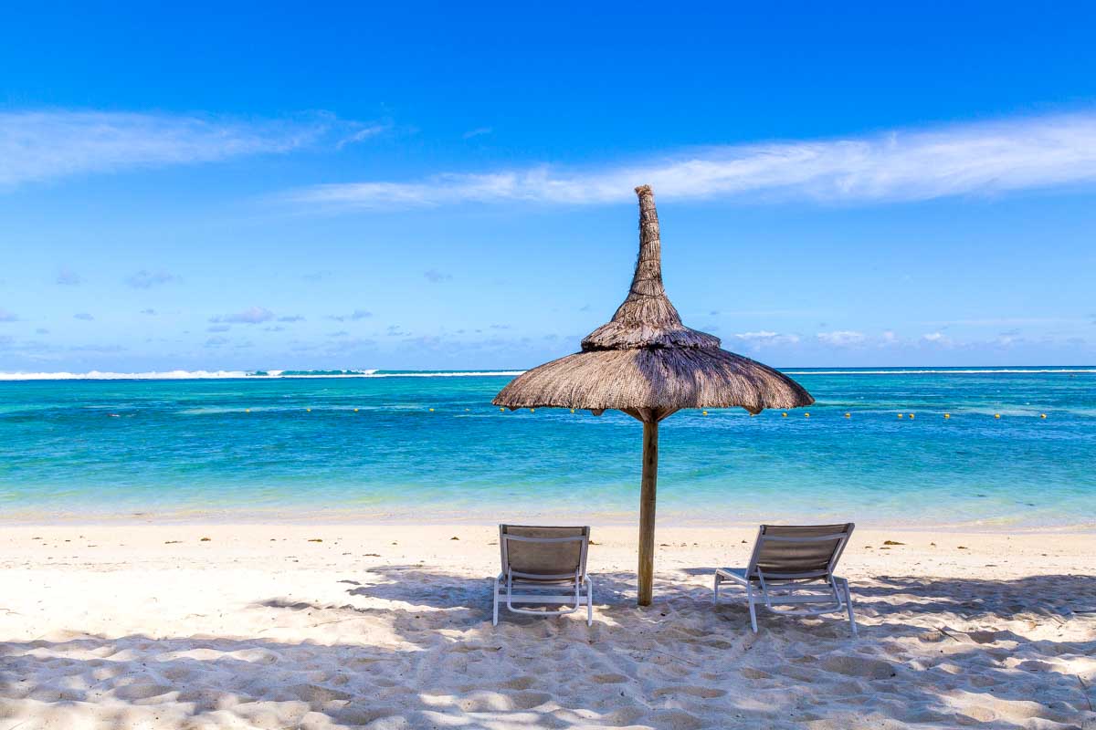 White sand beach of Flic en Flac Mauritius