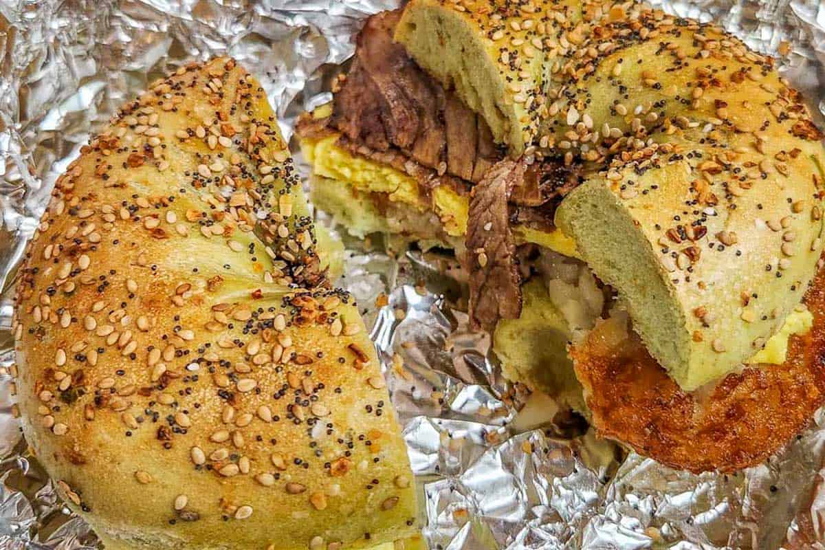 A-bagel-eaten-for-breakfast-in-Moab Utah