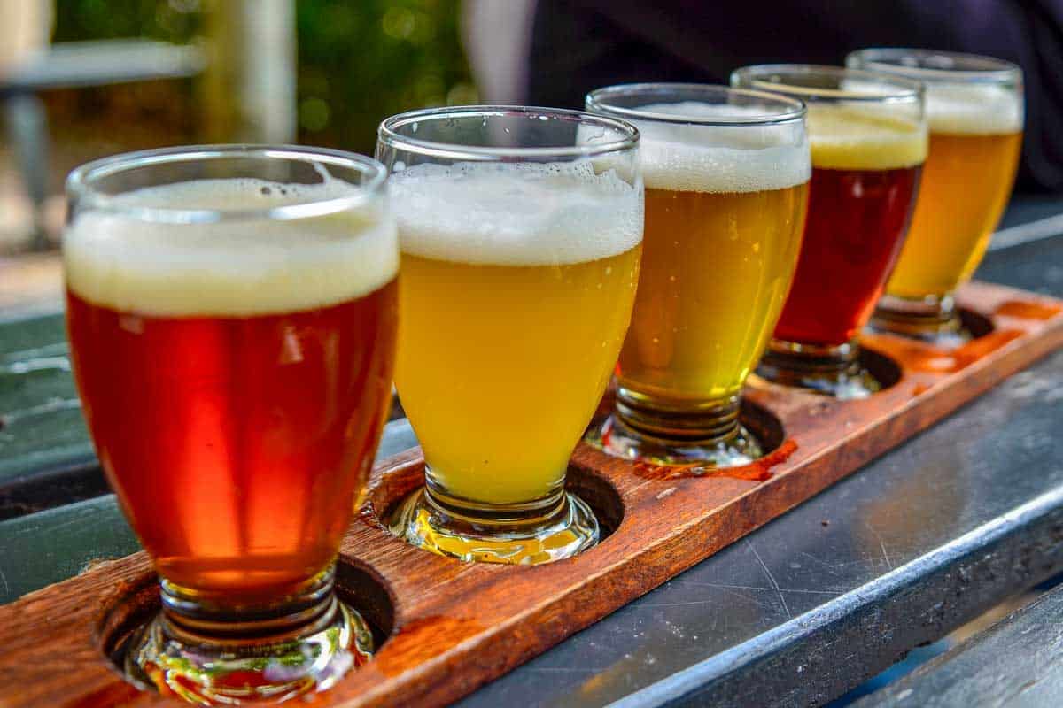A-beer-flight-at Moab Brewery in Moab Utah