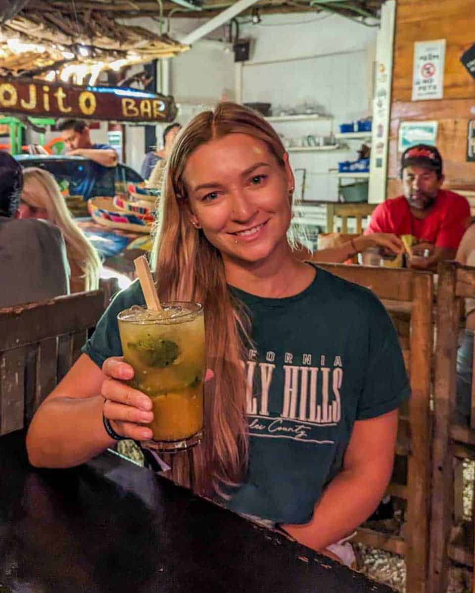 Bailey-drinks-a-mojito-on-a-party-bike-tour-in-Scottsdale Phoenix-Arizona