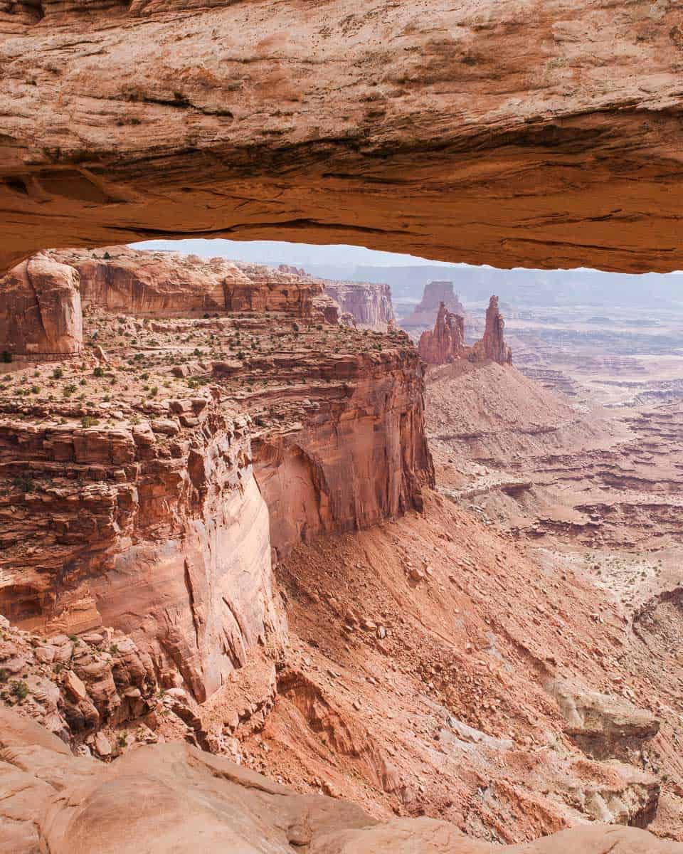 Canyonlands National Park looking through Mesa Arch near Moab Utah