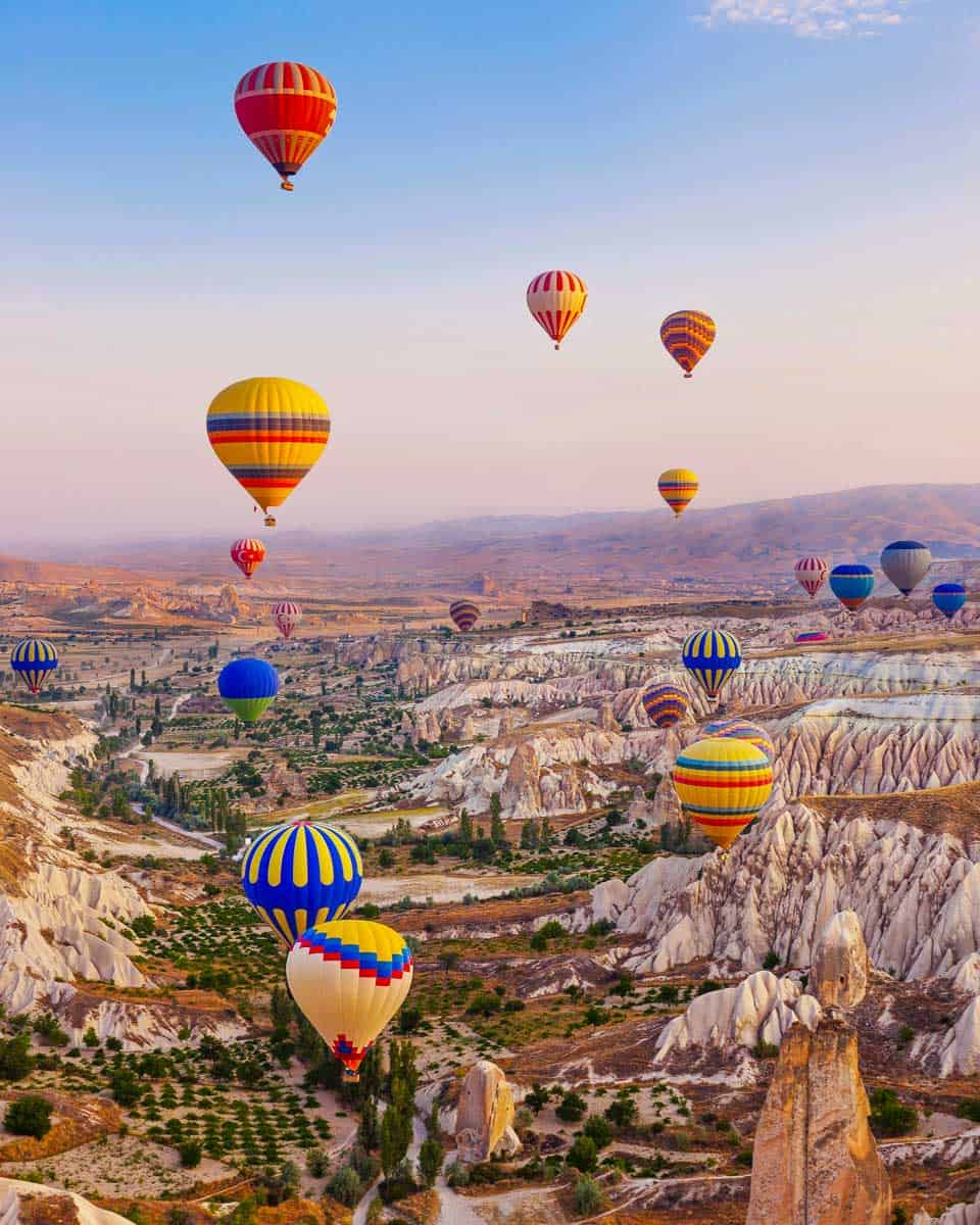 Hot-air-balloons-flying-over-Cappadocia-Turkey