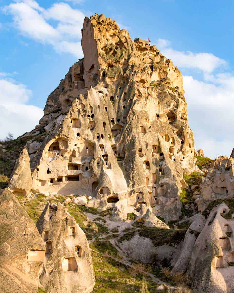 Looking at Uchisar Castle in Cappadocia, Turkey 1