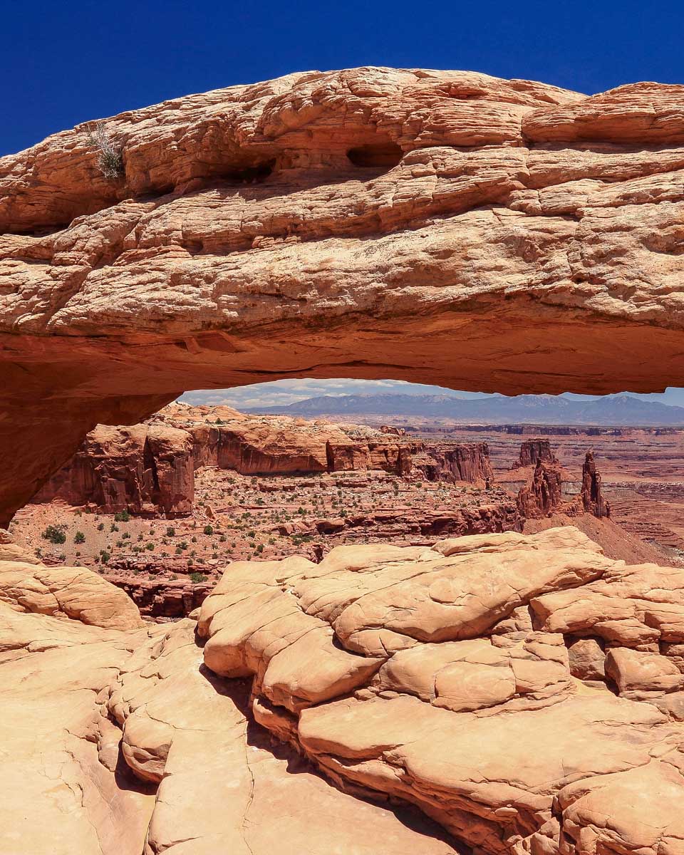 Mesa Arch seen on the Mesa Arch Trail near Moab Utah