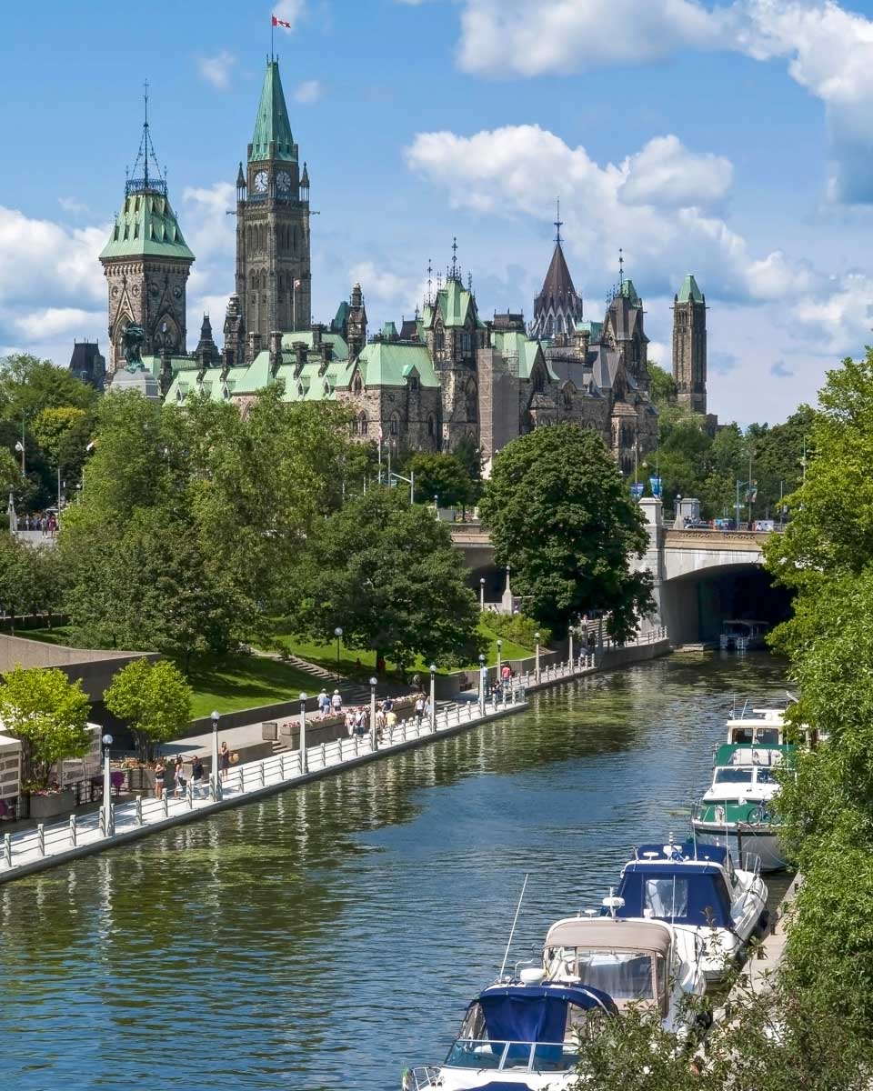 Rideau Canal and Parliament in Ottawa, Ontario