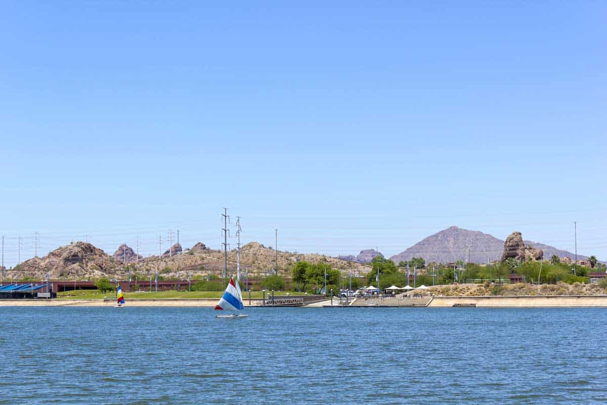 Tempe Town Lake seen on a tour from Scottsdale Phoenix Arizona