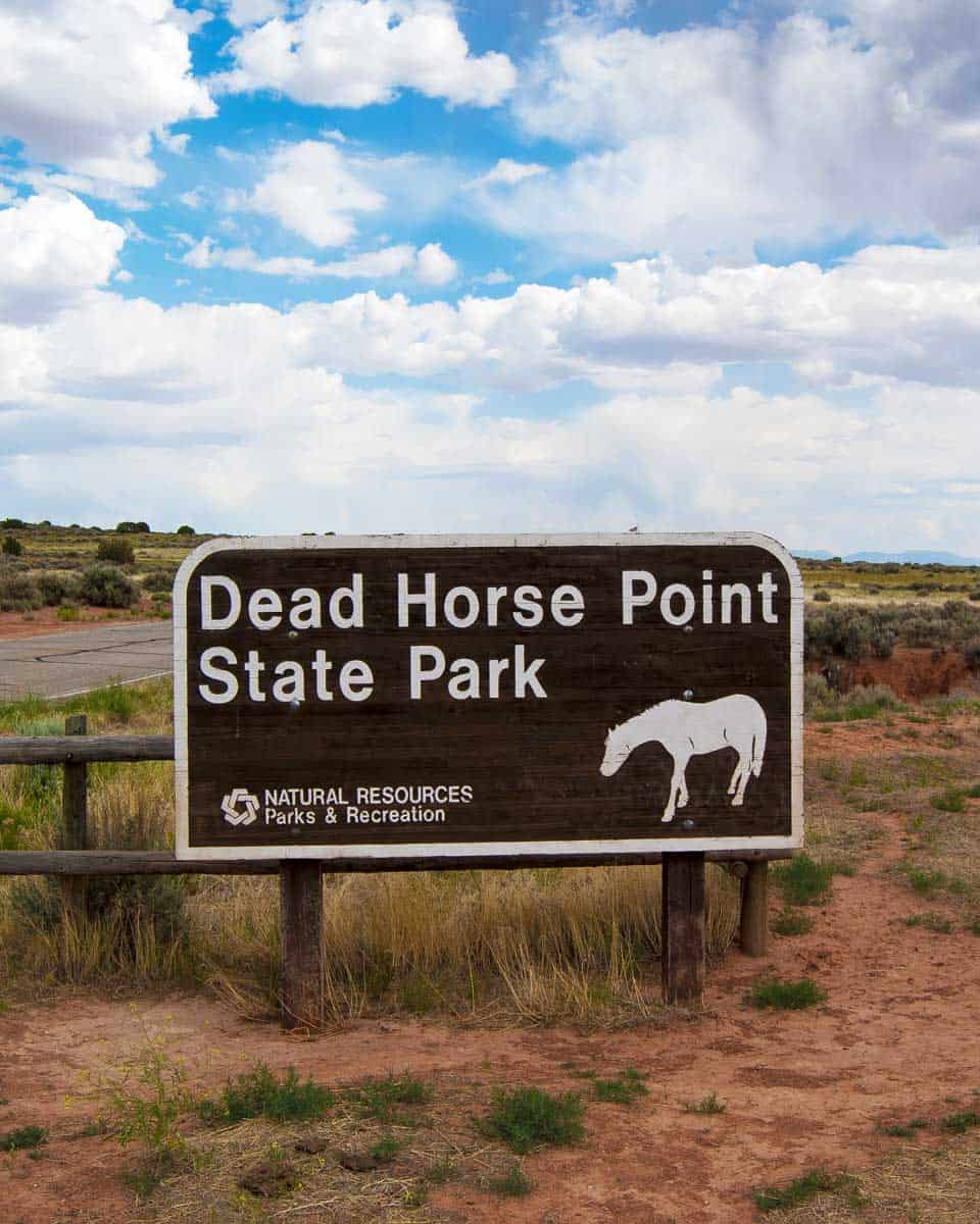 The sign for Dead Horse Point State Park near Moab Utah