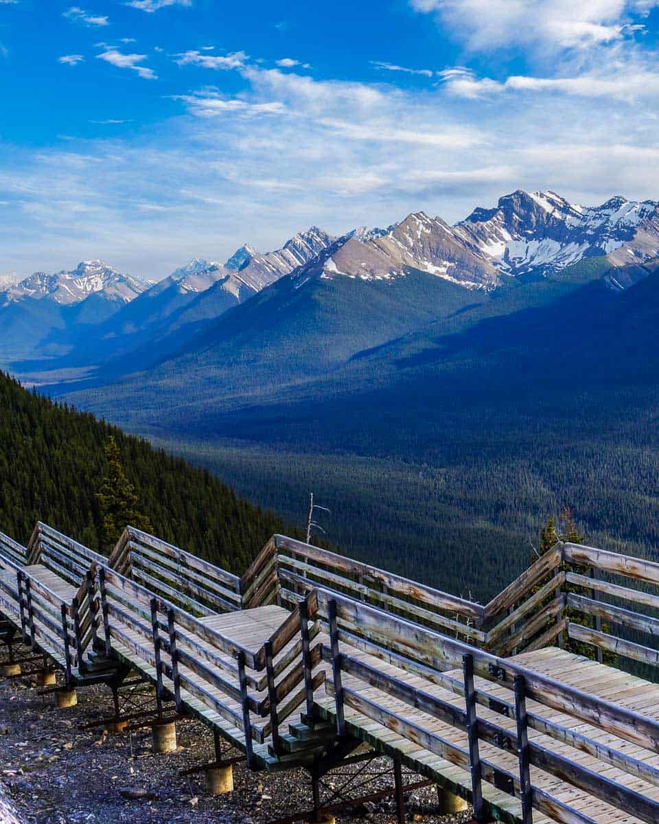 The view from the top of Sulpher Mountain after the Banff Gondola near Lake Louise BC Canada