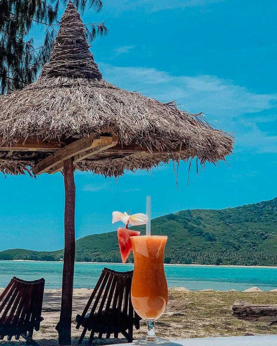 A cocktail on the beach at Navutu Stars in Fiji