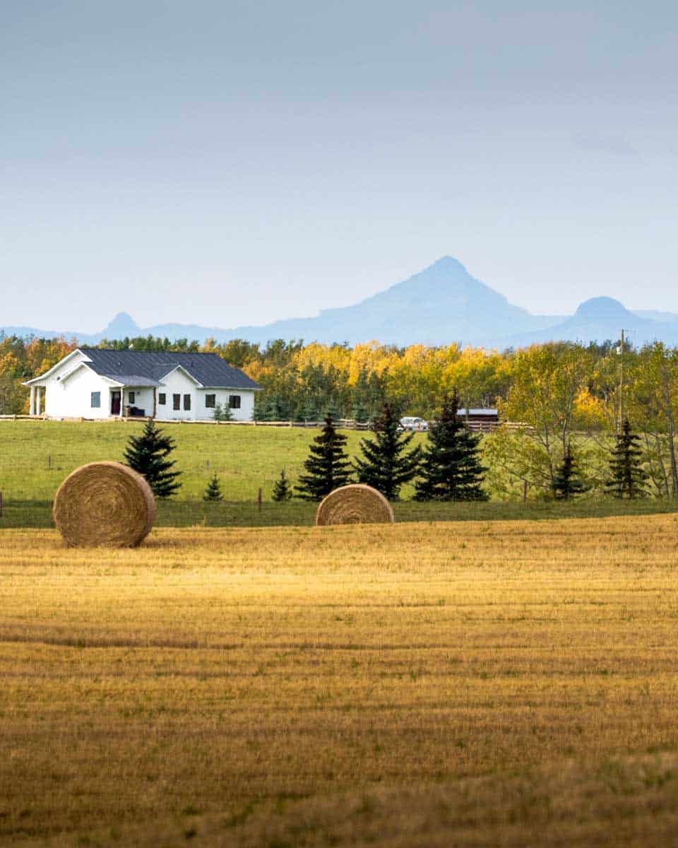 A house and farmland near Cochrane, Alberta, Canada
