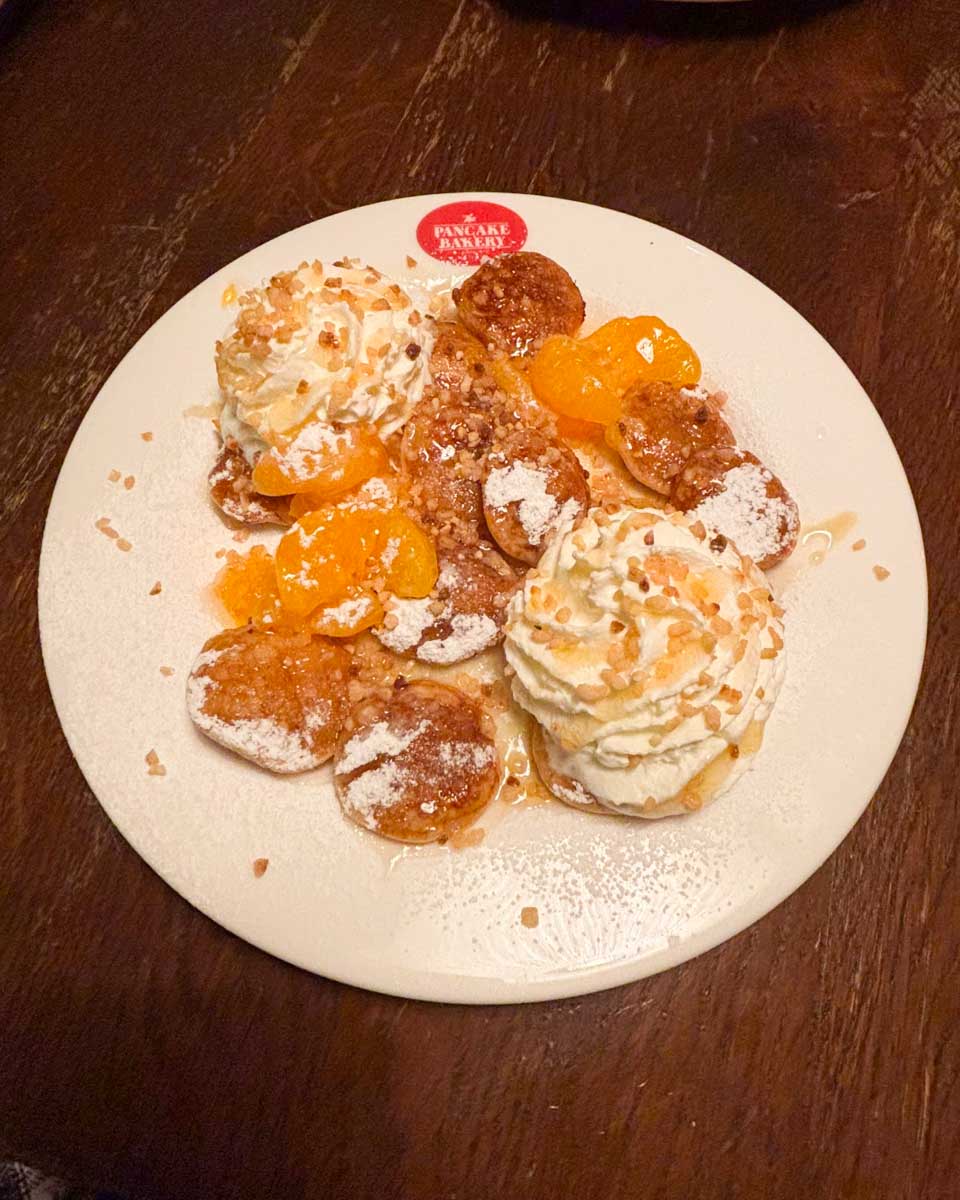 A plate of poffertjes at the Pancake Bakery in Amsterdam