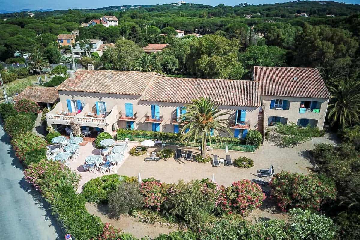 Aerial view of the outside of Hôtel Saint Andre in Saint Tropez