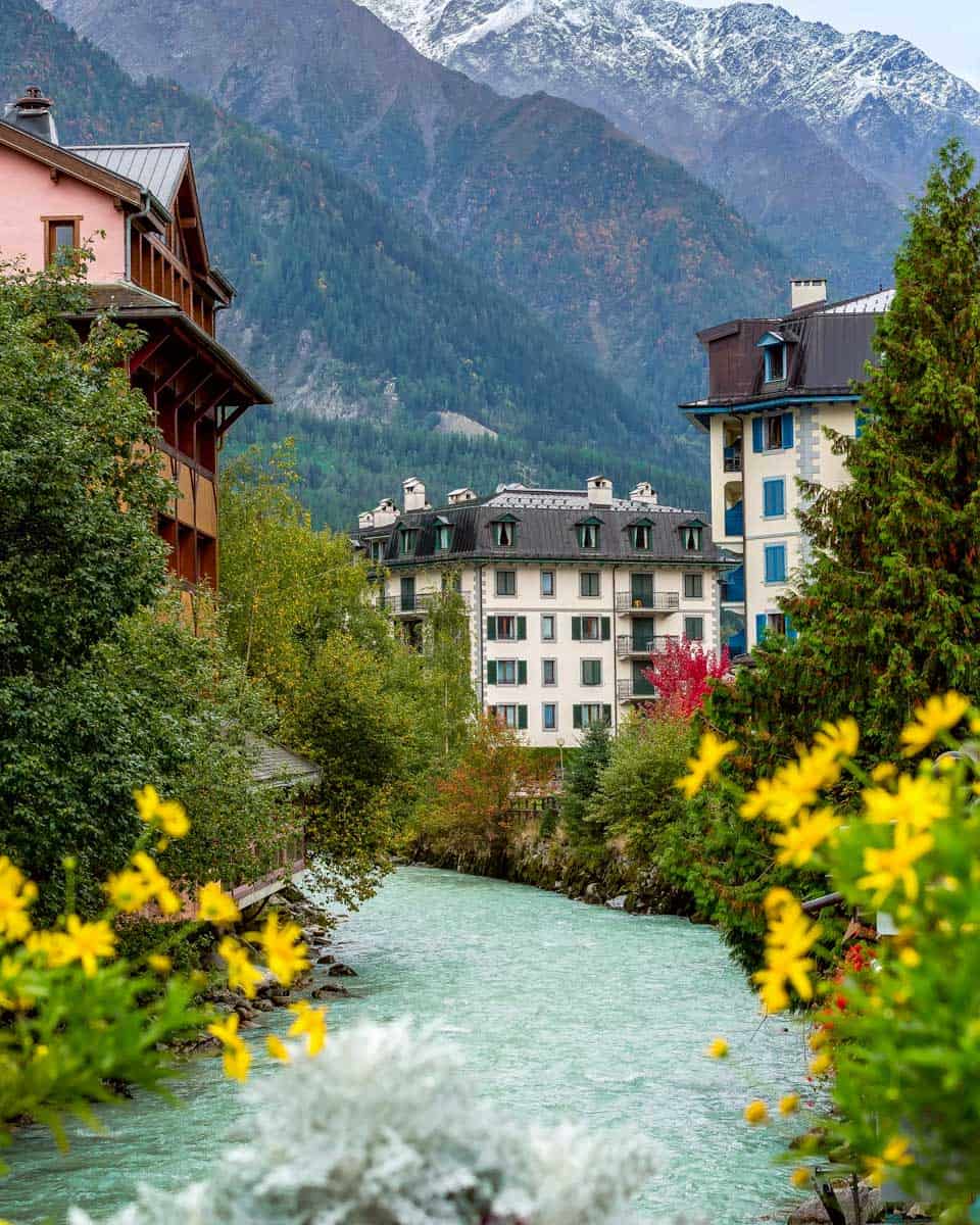 Arve River in the center of Chamonix France