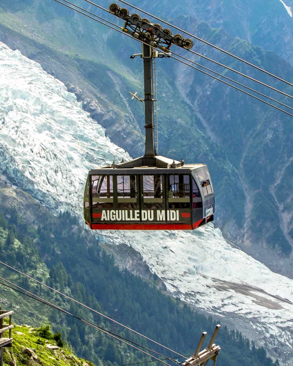 Cable car to Aiguille du Midi near Chamonix France