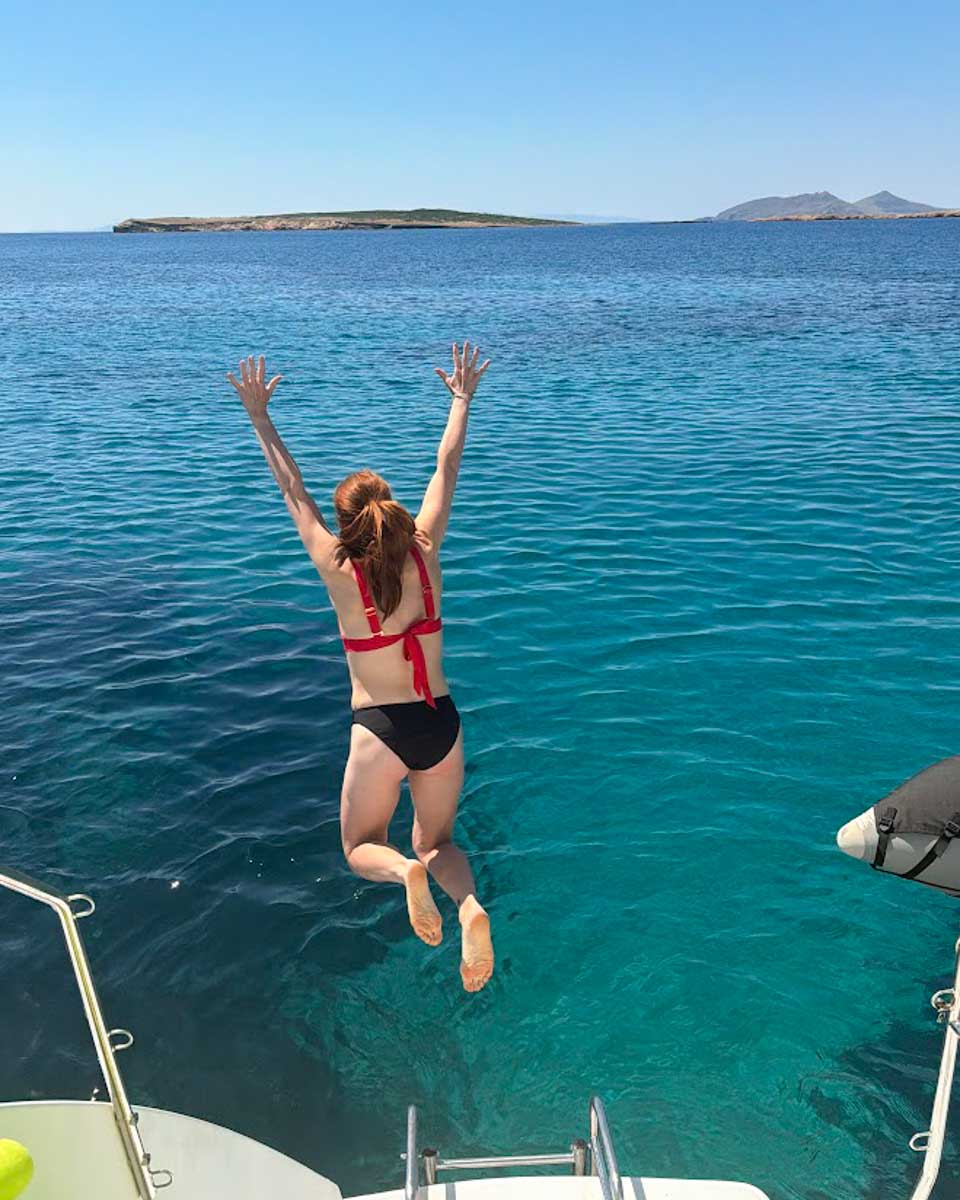 Catamaran cruise in Naxos Greece on Hannah trip