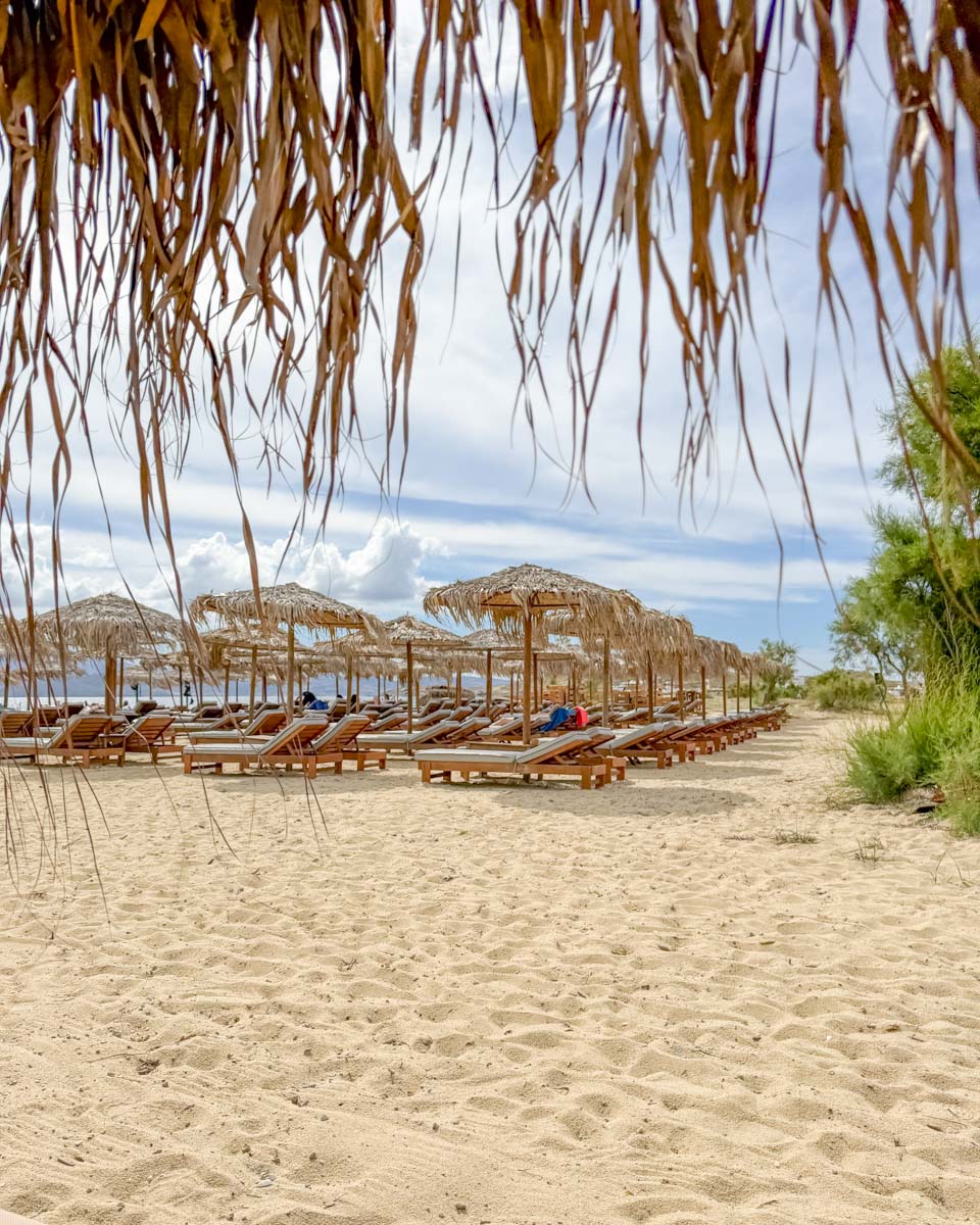 Chairs at Naxaki Beach Lounge Bar & Restaurant in Naxos Greece on Hannah trip 2