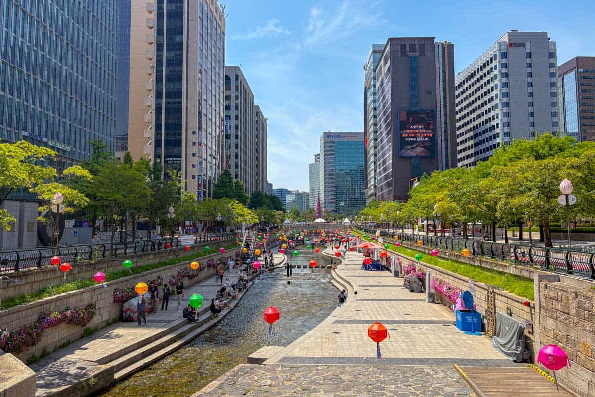 Cheonggaecheon Stream in Seoul South Korea