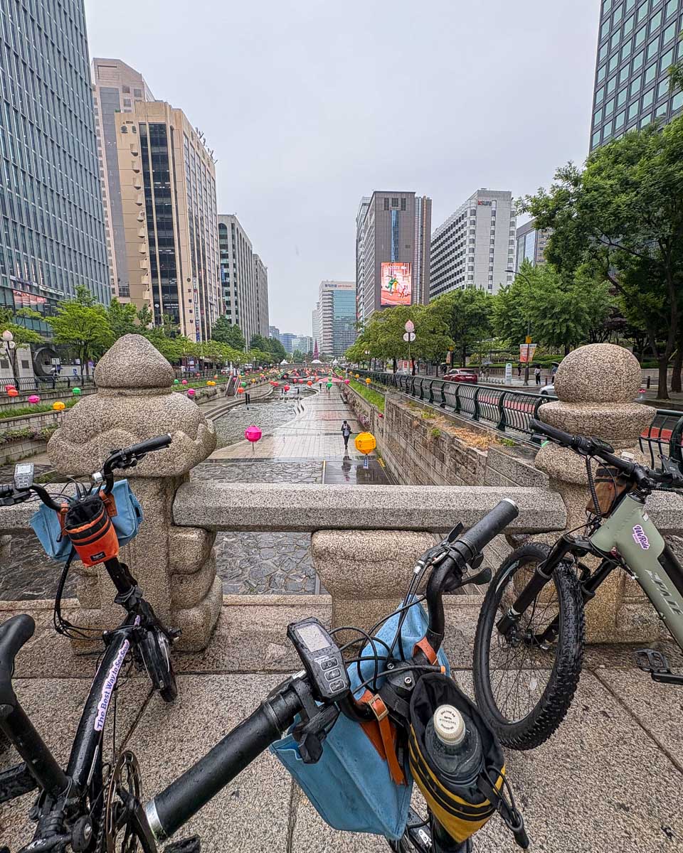 Cheonggyecheon Stream on a bike tour in Seoul South Korea 1