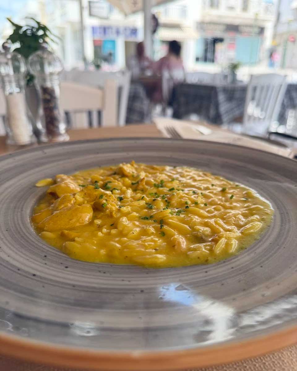 Chicken Orzo at Scriocco in Naxos Greece on Hannah trip