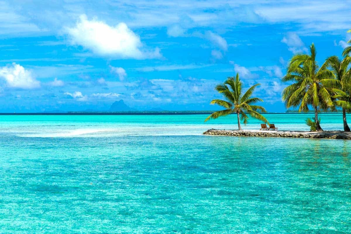 Clear water and the beach in Tahiti