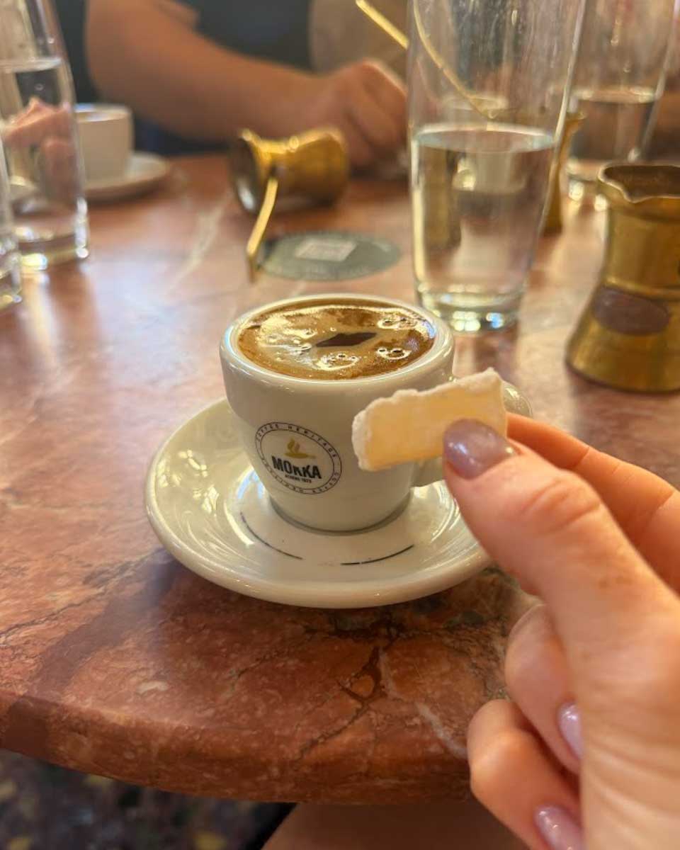 Coffee on food tour in Athens Greece on Hannah trip