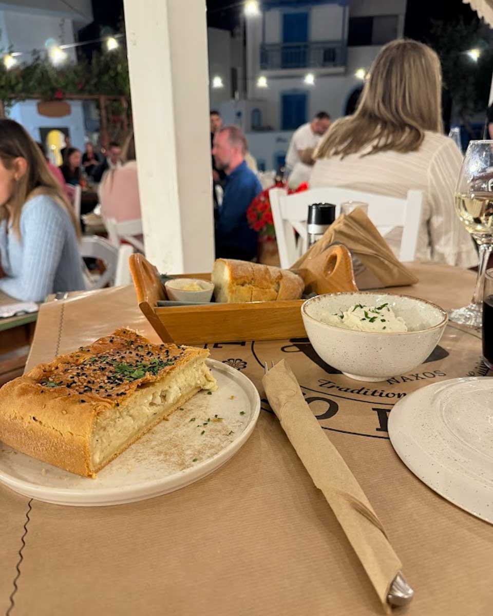 Dinner at Eliniko in Naxos Greece on Hannah trip