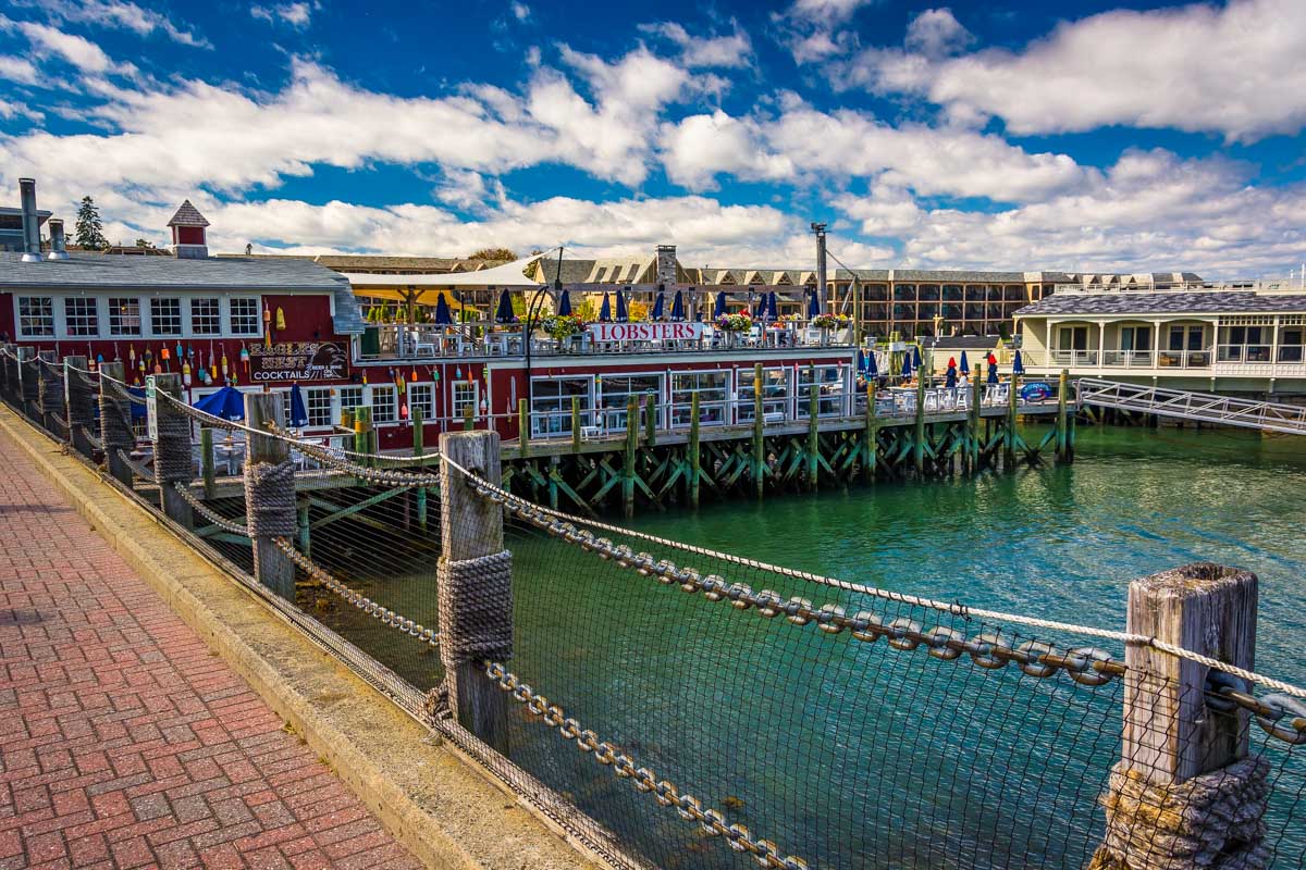 Downtown waterfront of Bar Harbor Maine