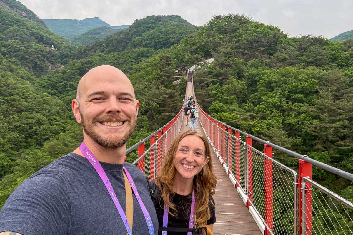 Evan and Meghan on the Gamaksan Suspension Bridge during a DMZ tour from Seoul South Korea (1)
