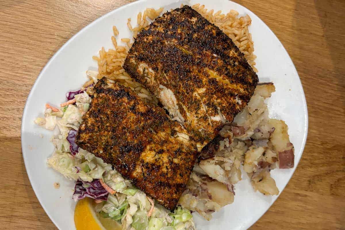 Grilled-fish-eaten-for-dinner-in-Bora Bora