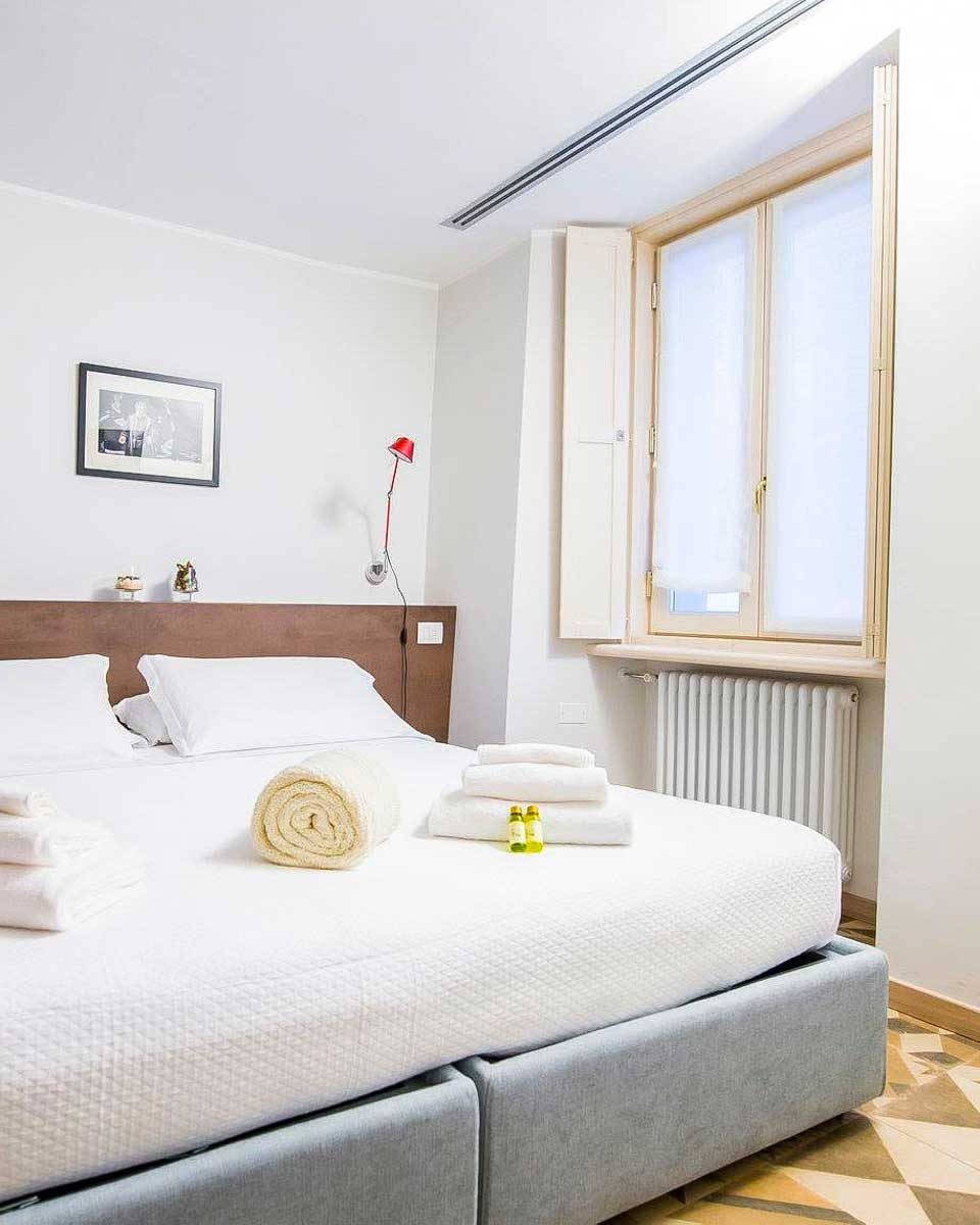 Hotel room at the Locanda Mimmo in Bergamo