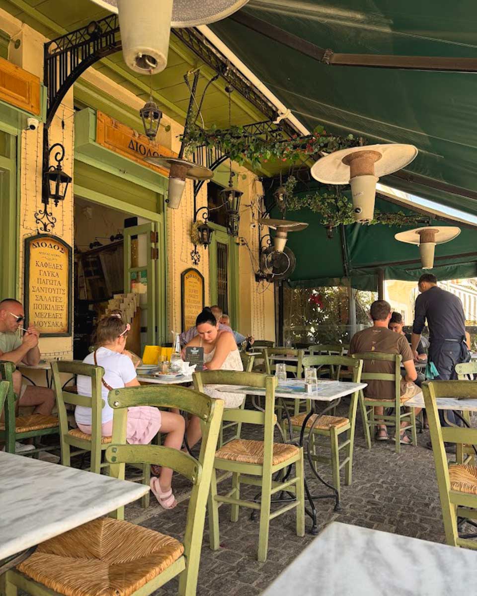 Inside Traditional Food Diodos in Athens Greece on Hannah trip
