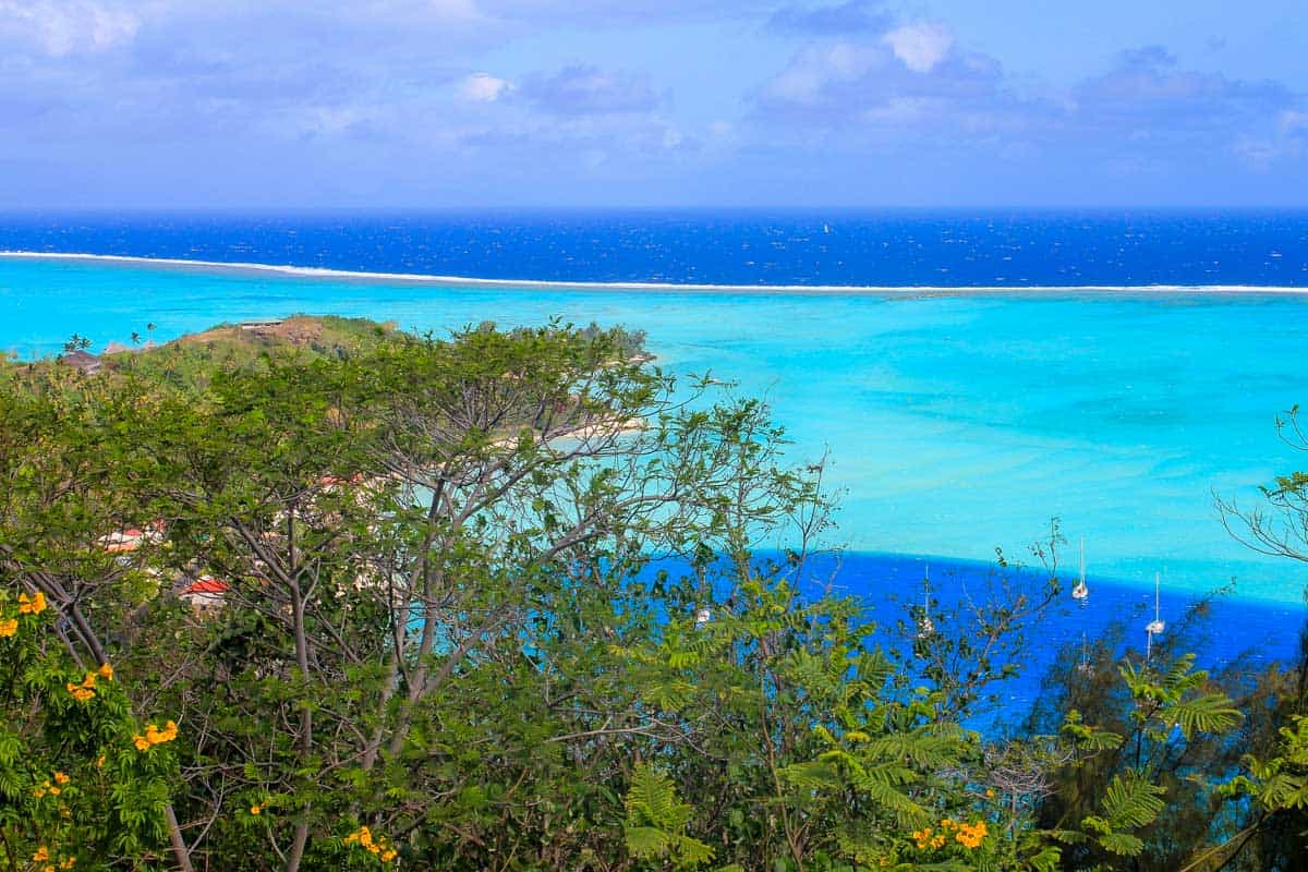 Lagoon in Bora Bora seen on a hike