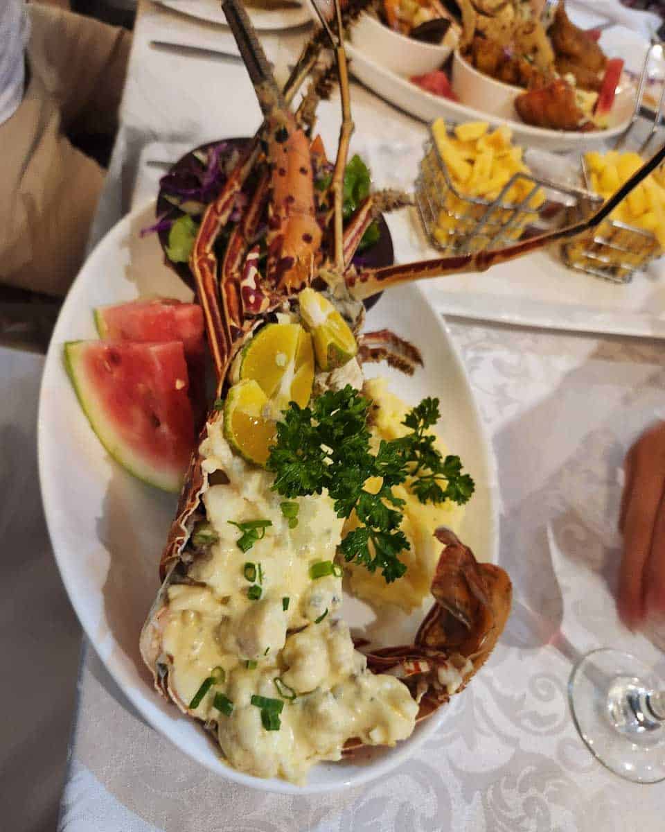 Lobster dinner in Fiji