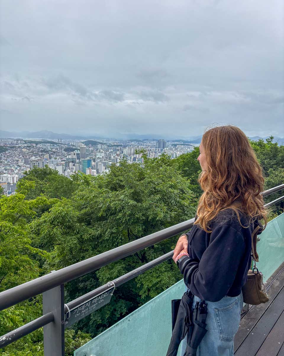 Meghan at Namsan Park enjoying the view in Seoul South Korea