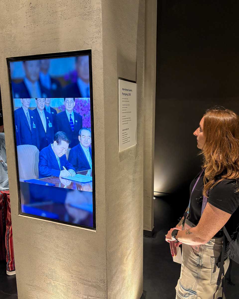 Meghan at the JSA Museum on a DMZ tour from Seoul South Korea