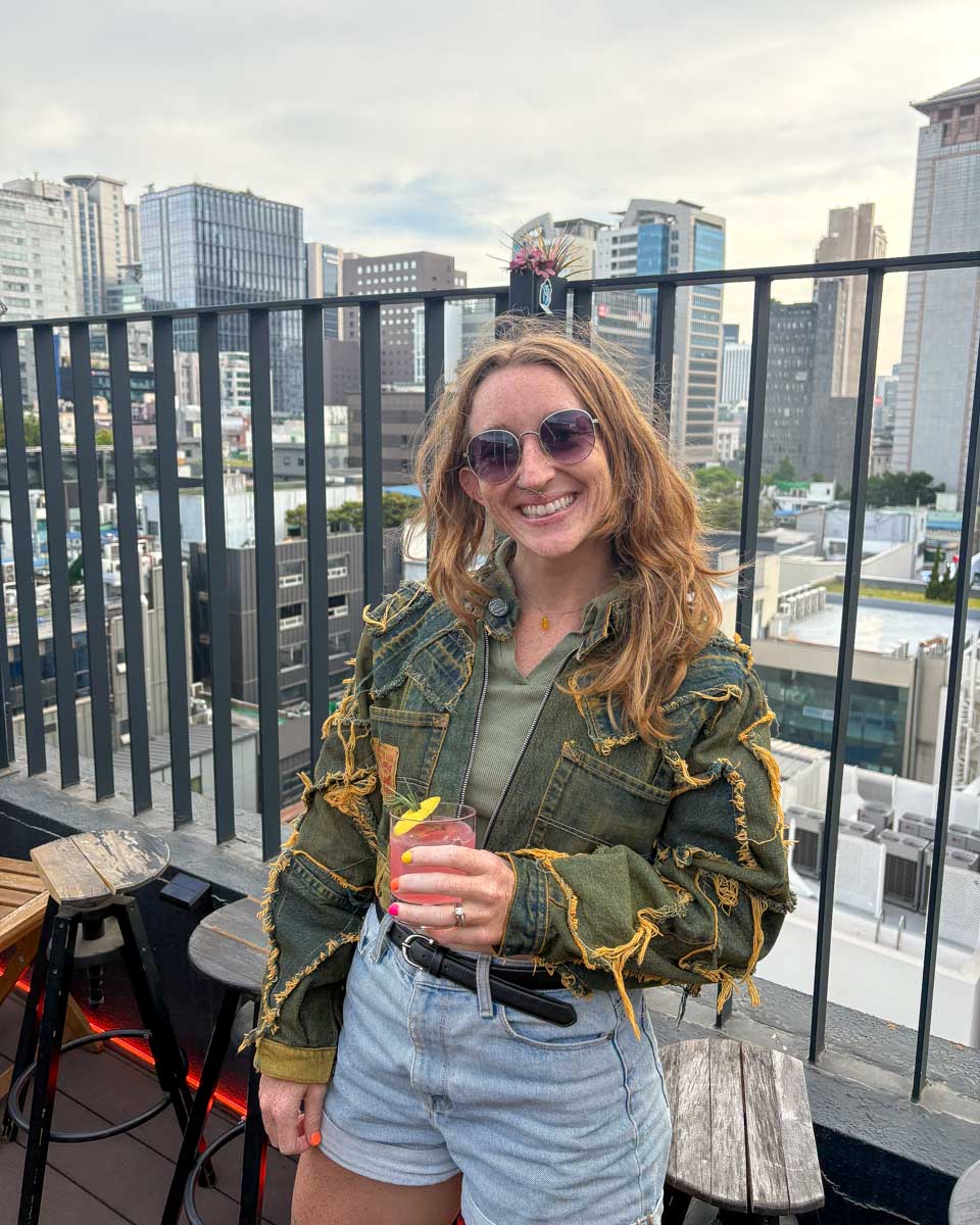 Meghan enjoys a cocktail at The Roof off of Myeong-dong Shopping Street in Seoul South Korea (1)