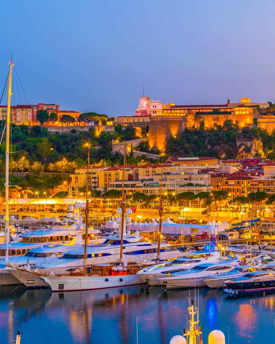 Old town of Monaco aka Monaco-Ville overlooking Port Hercule, Monaco