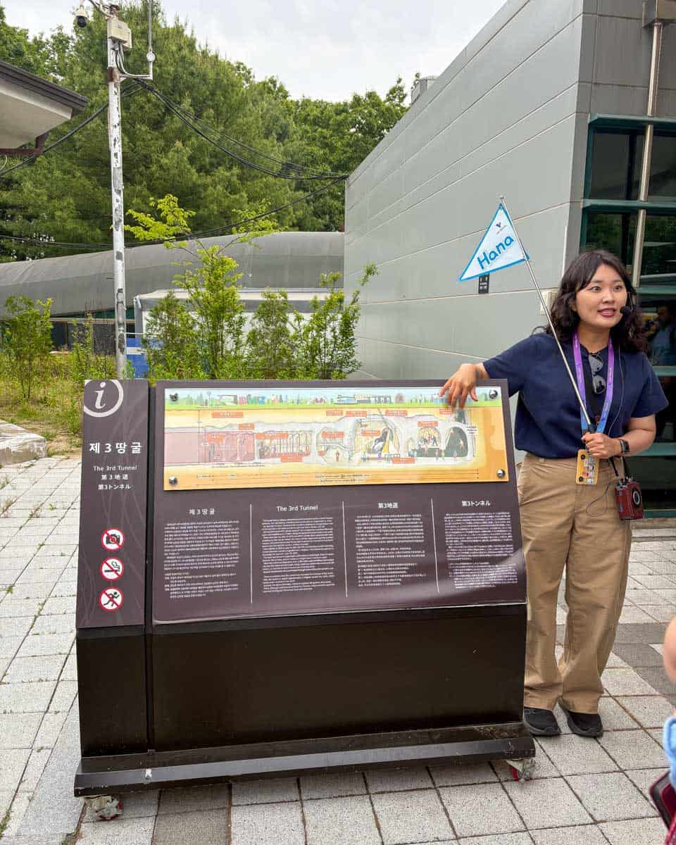 Our guide explaining the 3rd Infiltration Tunnel on a DMZ tour from Seoul South Korea