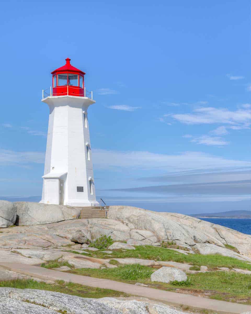 Peggy’s Cove Lighthouse seen on a tour from Halifax Nova Scotia