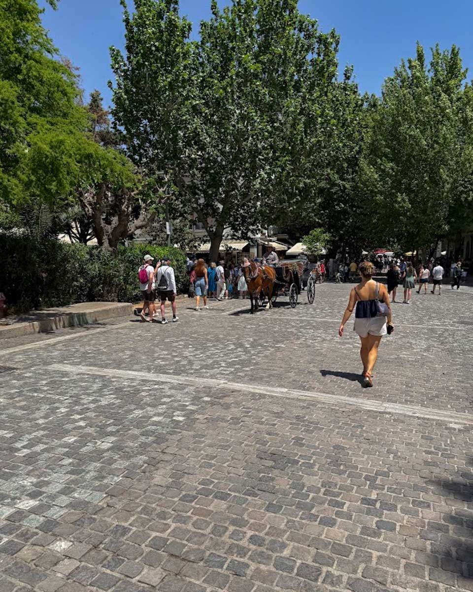 People walking in Athens Greece on Hannah trip