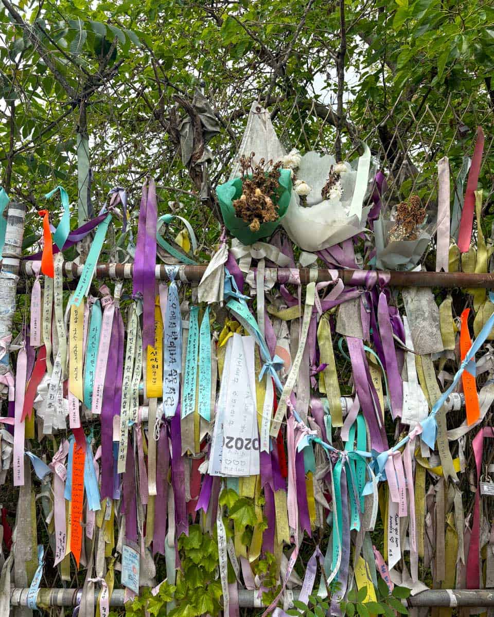 Ribbons on a fence at the DMZ on a tour from Seoul South Korea (1)