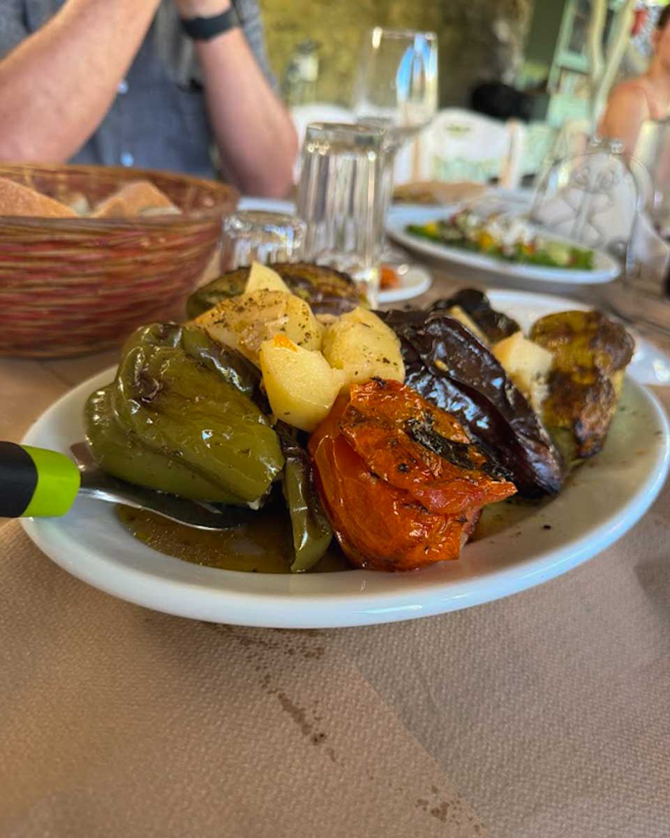 Stuffed peppers in cooking class in Naxos Greece on Hannah trip