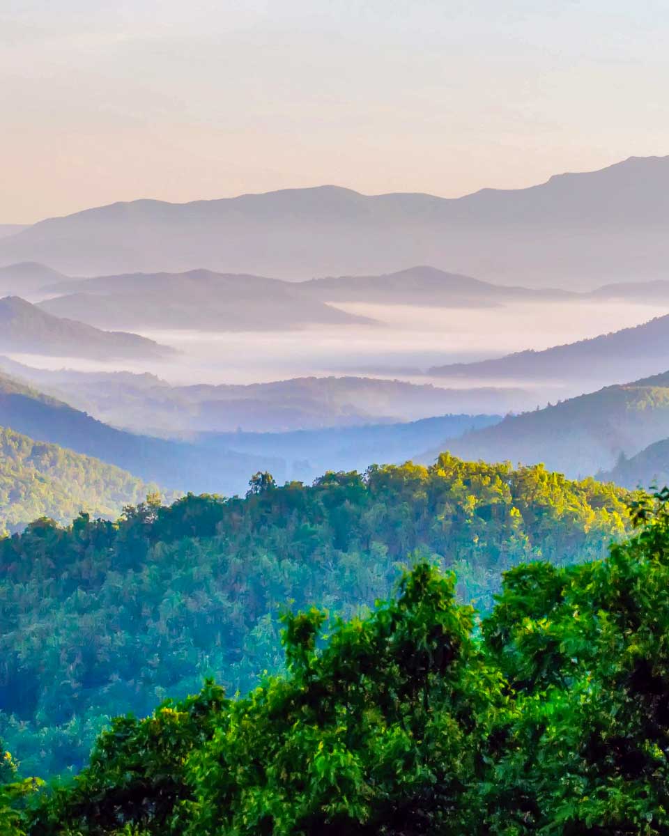The Blue Ridge Mountain Parkway near Asheville North Carolina
