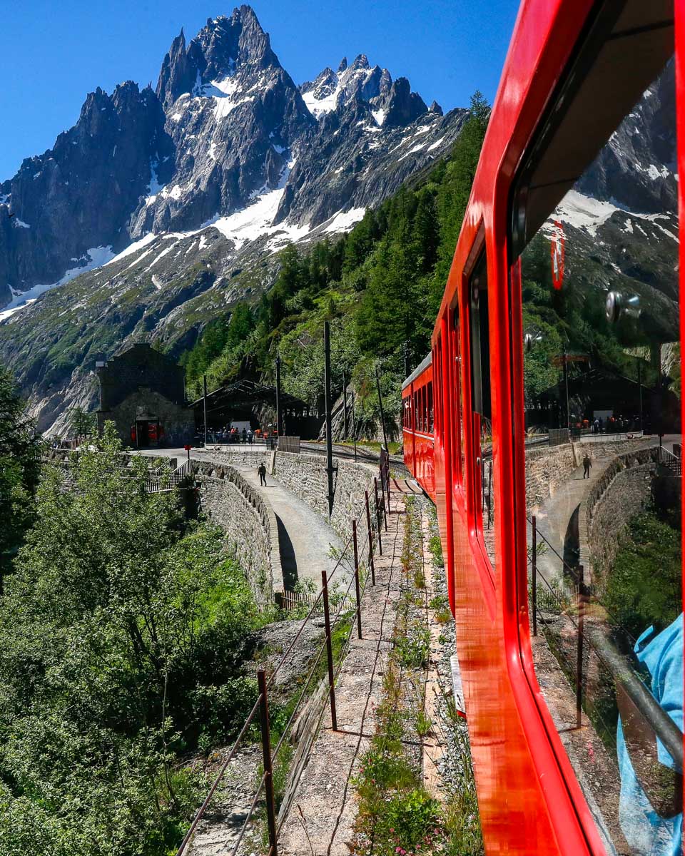 The Montenvers train on the way to Mer De Glace near Chamonix France
