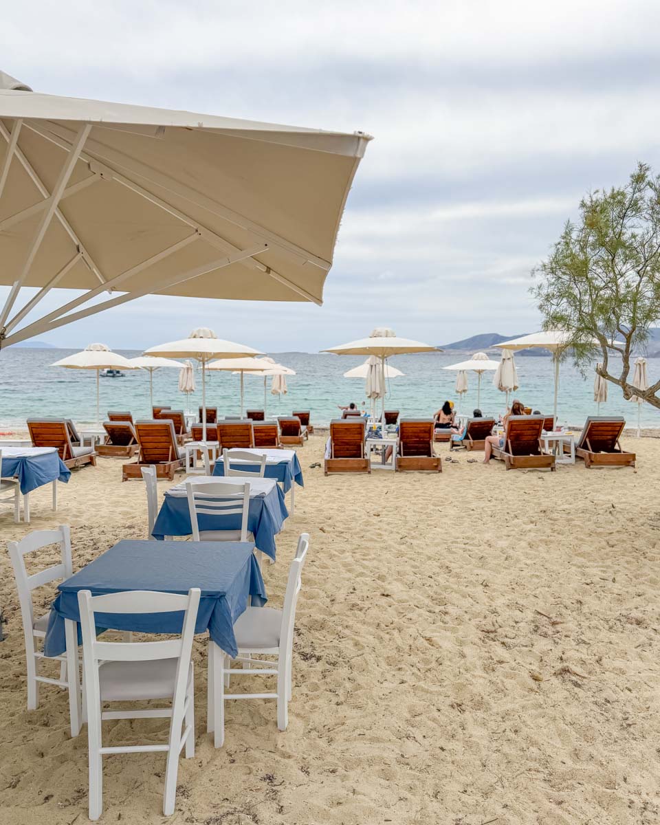 The Naxaki Beach Lounge Bar & Restaurant in Naxos Greece on Hannah trip 2