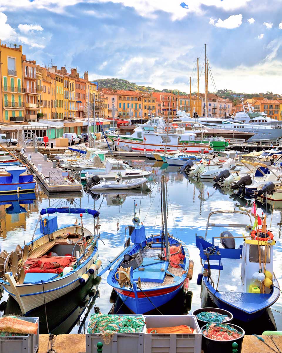 The colorful harbor full of boats in Saint Tropez