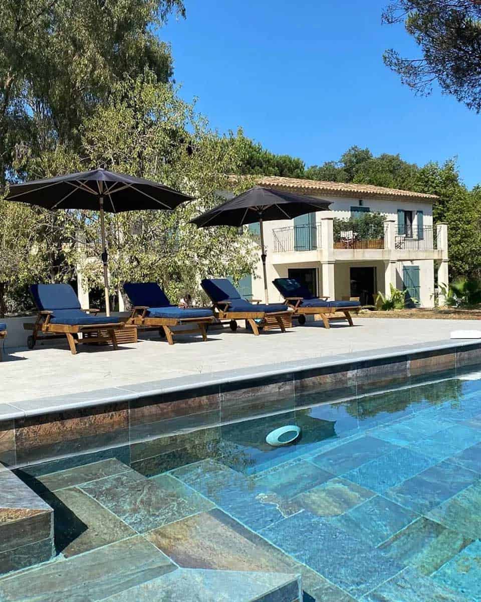 The outdoor pool area at Loumar St Tropez