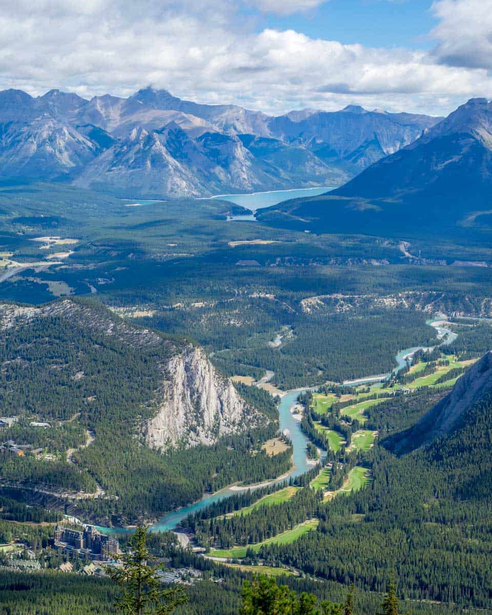 The-view-from-the-top-of-Sulpher-Mountain-looking-at-Banff-after-the-Banff-Gondola-near-Lake-Louise-AB-Canada