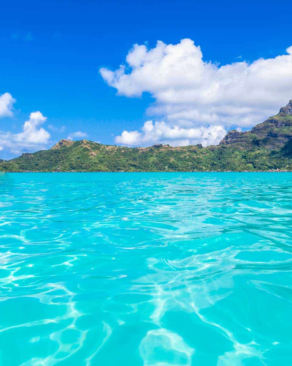 The view of Bora Bora from the water on a boat tour